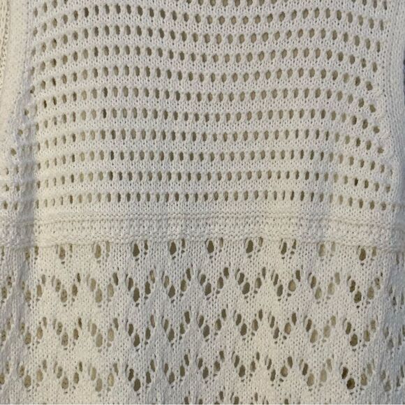 FRESHMAN Crochet Vest Women’s XL 16 Cream Open Front Side Slits. Duster. - Picture 5 of 11